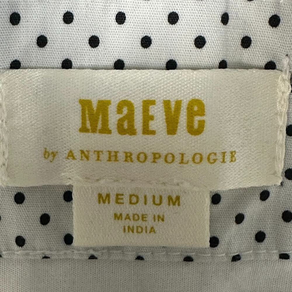Maeve Anthropologie Top Womens Medium White Button Up Long Sleeve Preppy Career - Picture 6 of 12